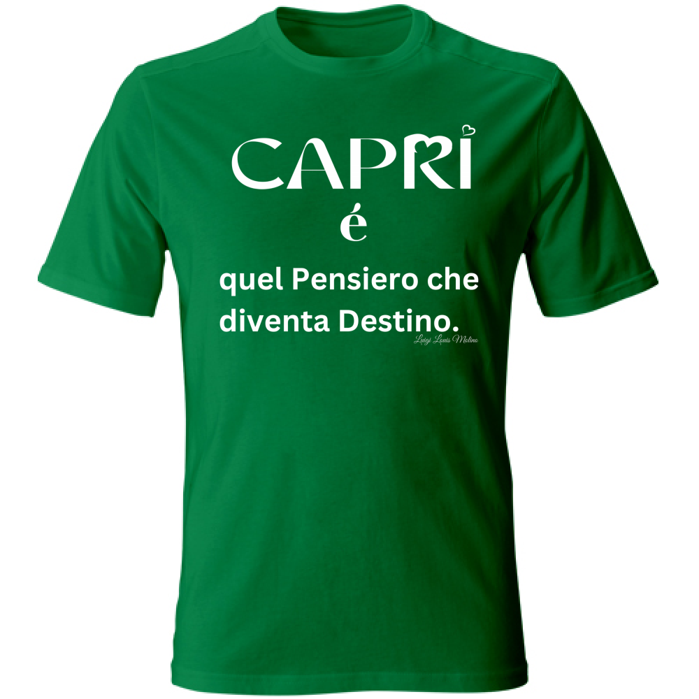 T-Shirt Unisex Capri quel Pensiero che diventa Destino scritta bi