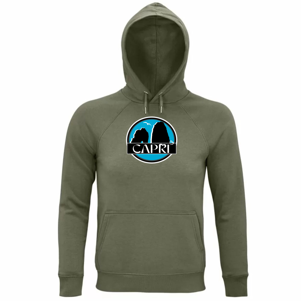 Felpa Organica Unisex Cappuccio CAPRI CERCHIO MAGICO CON  FARAGLIONI