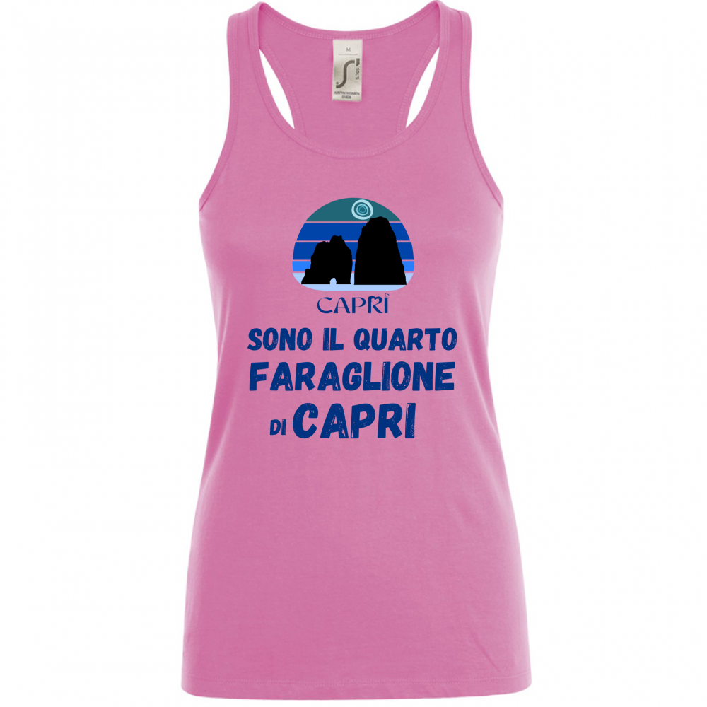 Canotta Donna SONO IL QUARTO FARAGLIONE DI CAPRI SCRITTA BLUE
