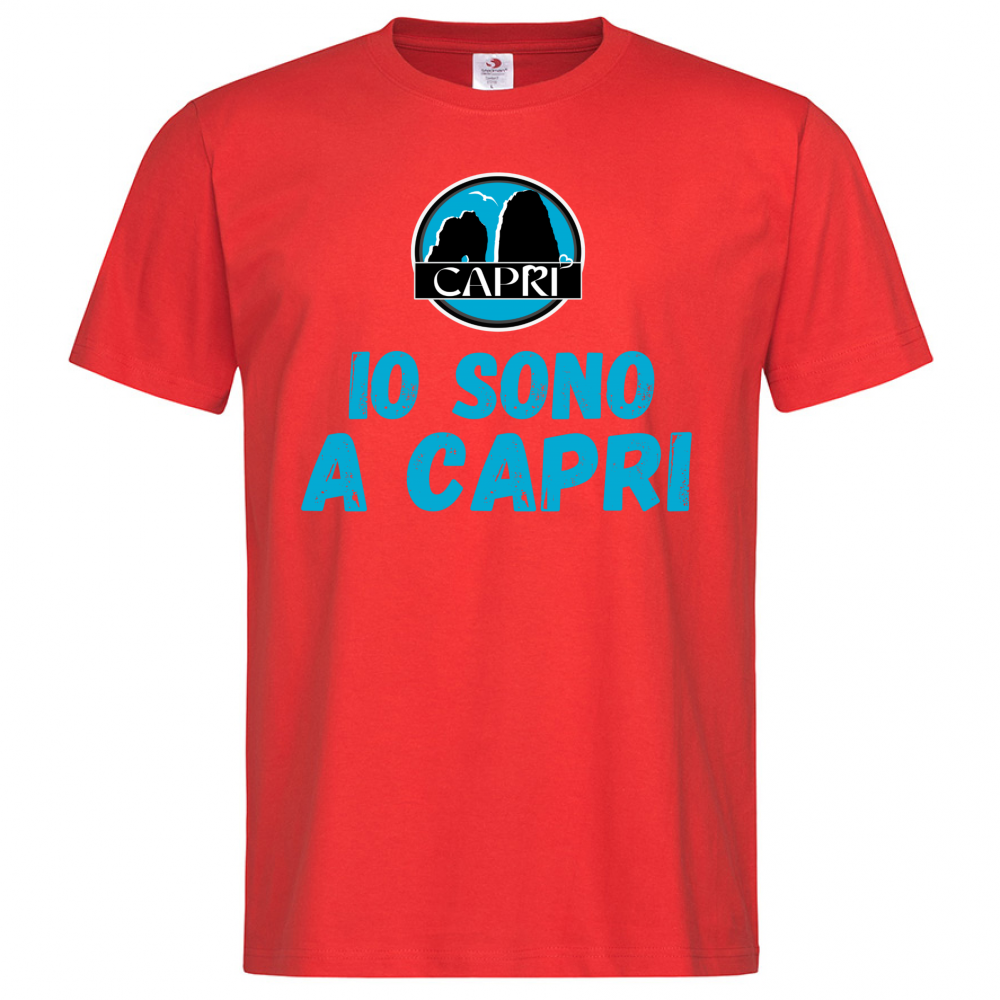 T-Shirt Men Premium IO SONO A CAPRI SCRITTA AZZURRA