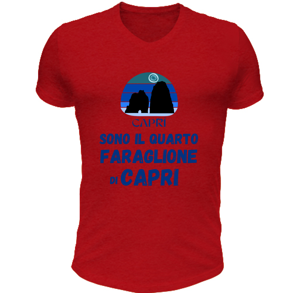 T-Shirt Unisex Scollo V SONO IL QUARTO FARAGLIONE DI CAPRI SCRITTA BLUE
