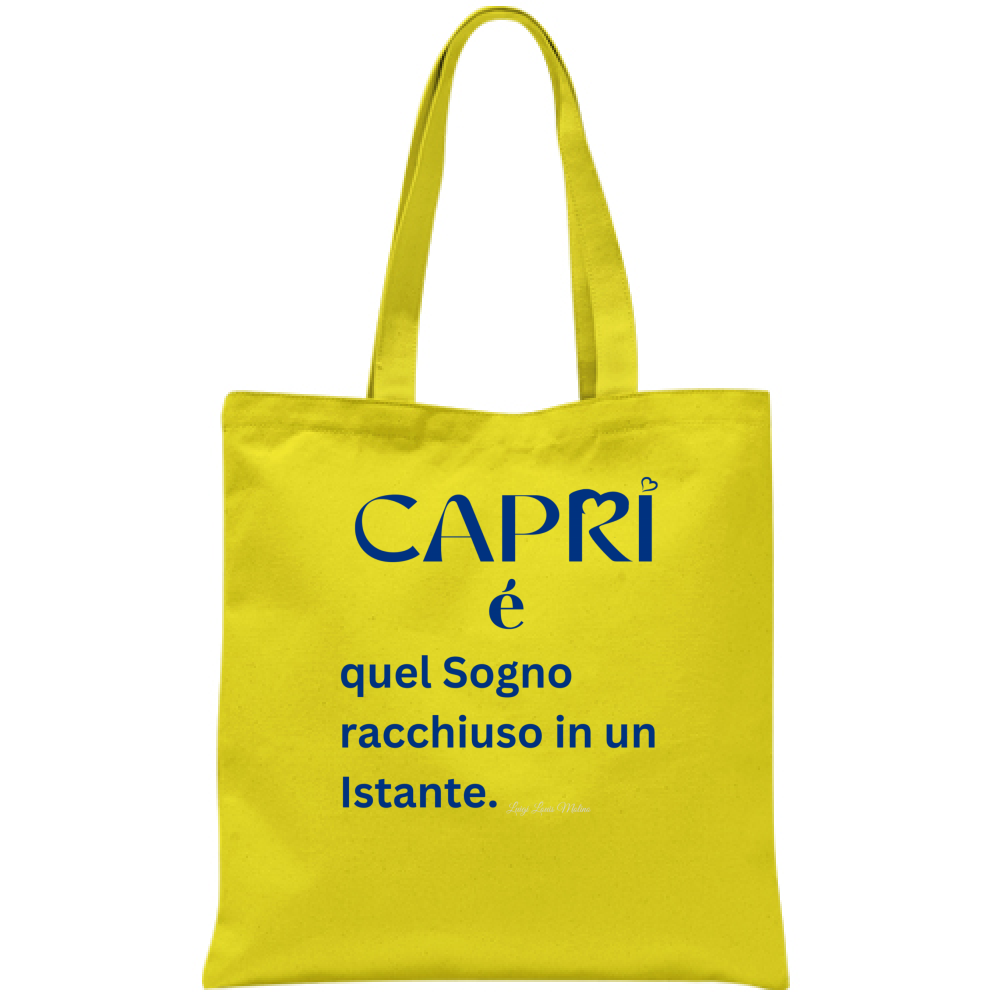 Borsa Capri Sogno racchiuso in un istante scritta Blue