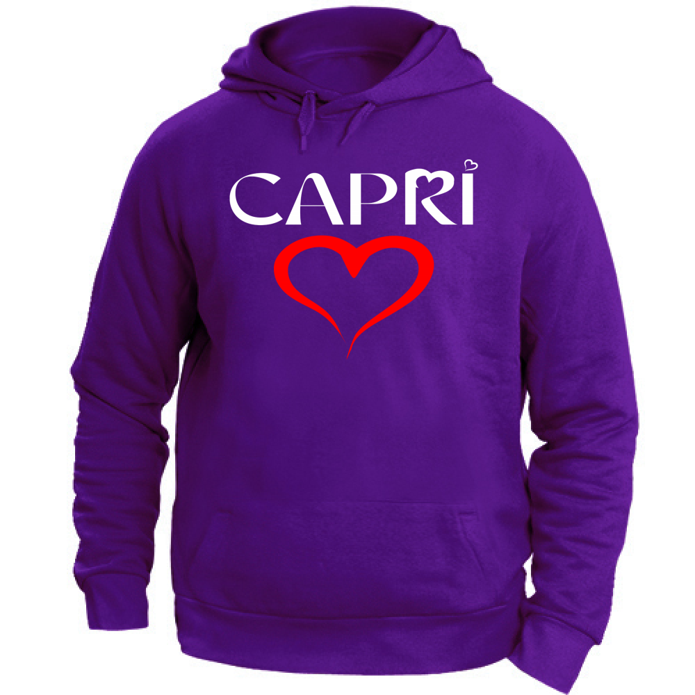 Felpa Unisex con Cappuccio CUORE CAPRI ROSSO