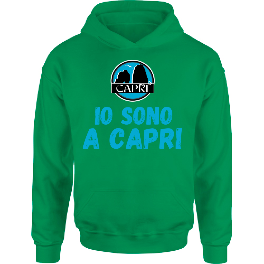 Felpa Bambino con Cappuccio IO SONO A CAPRI SCRITTA AZZURRA