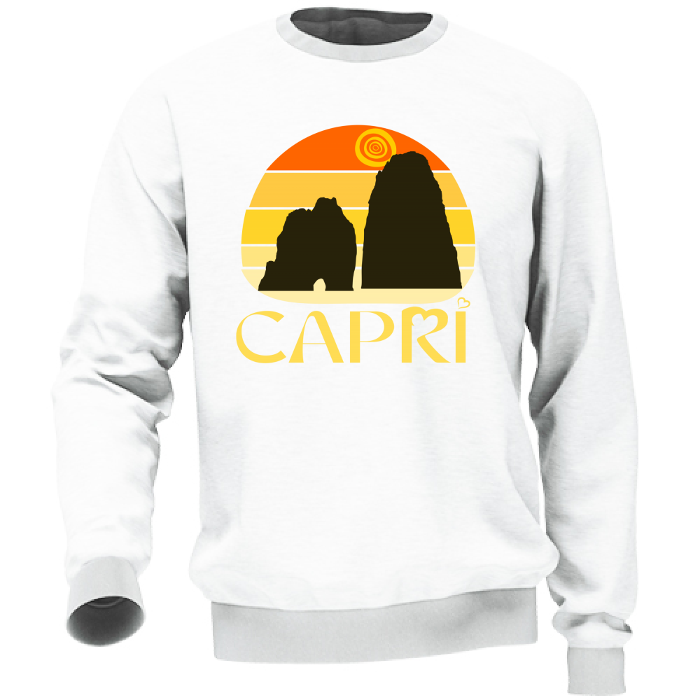 Felpa Unisex CAPRI TRAMONTO VINTAGE SCRITTA GIALLO