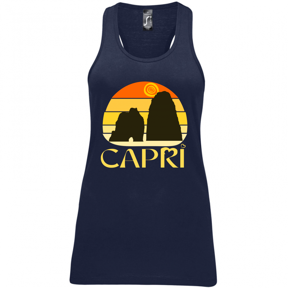 Canotta Donna CAPRI TRAMONTO VINTAGE SCRITTA GIALLO