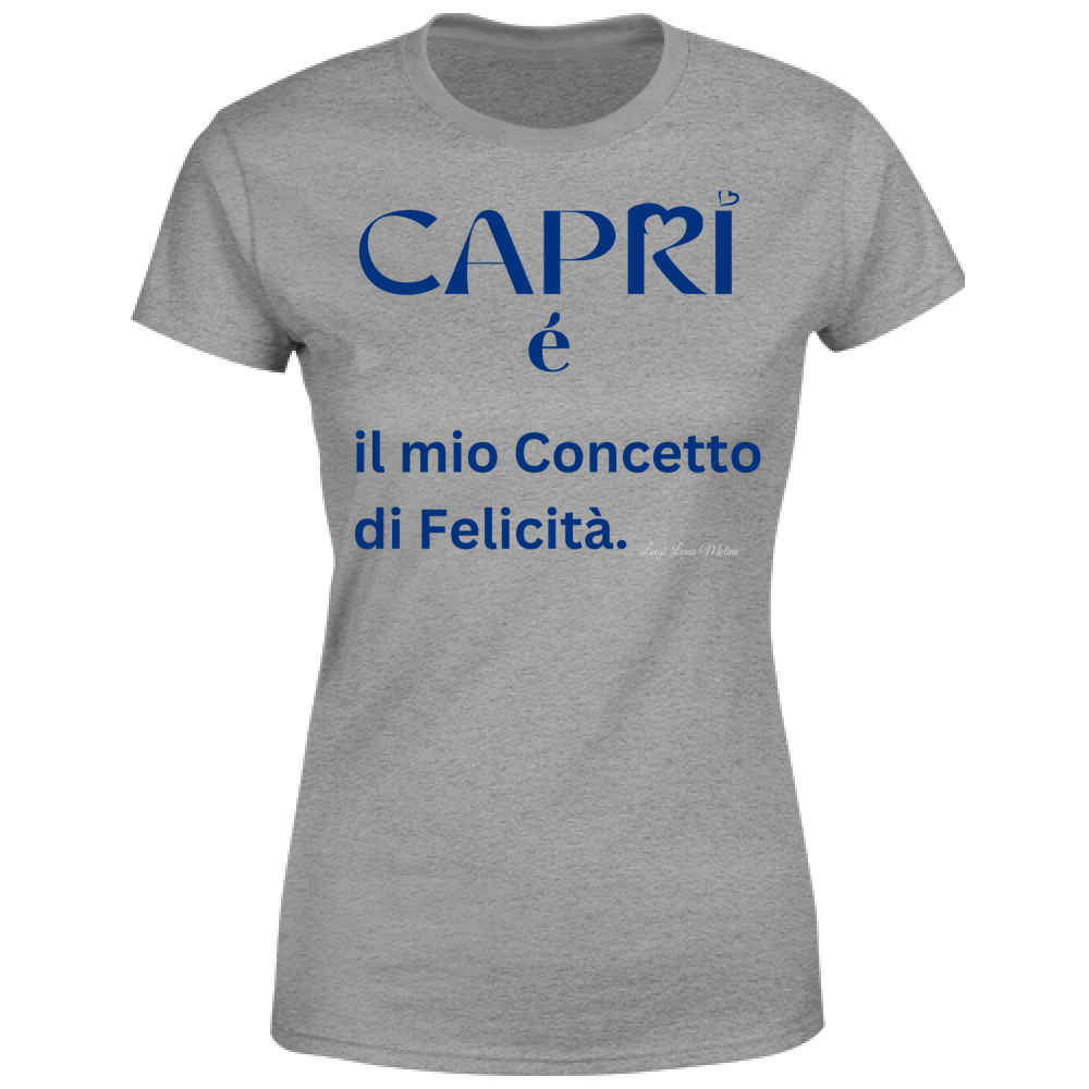T-Shirt Donna Capri é il mio concetto di Felicità scritta Blue
