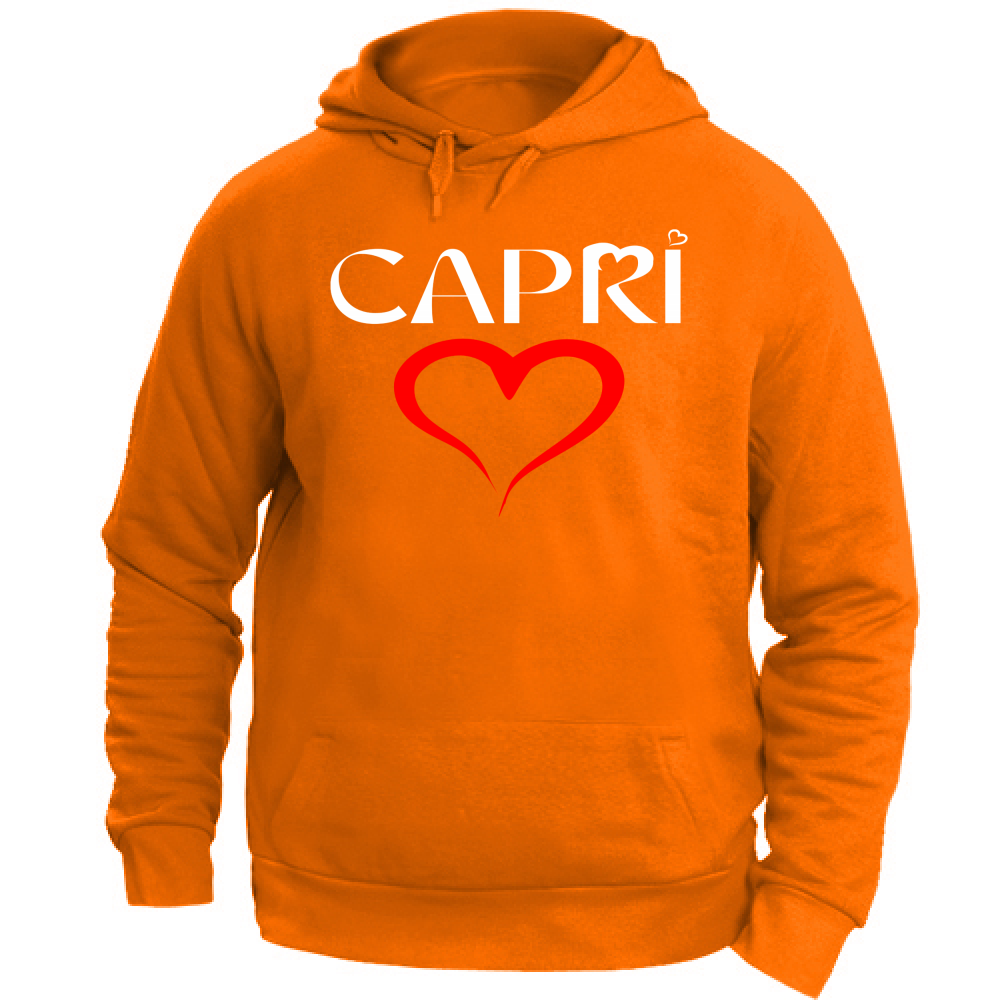 Felpa Unisex con Cappuccio CUORE CAPRI ROSSO