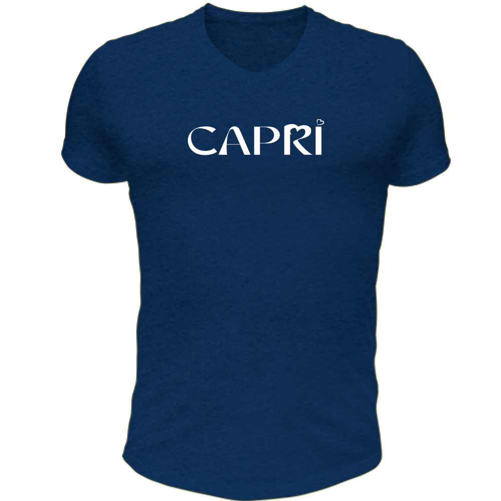 Unisex T-Shirt V-Neck CAPRI MINIMAL WHITE WRITING
