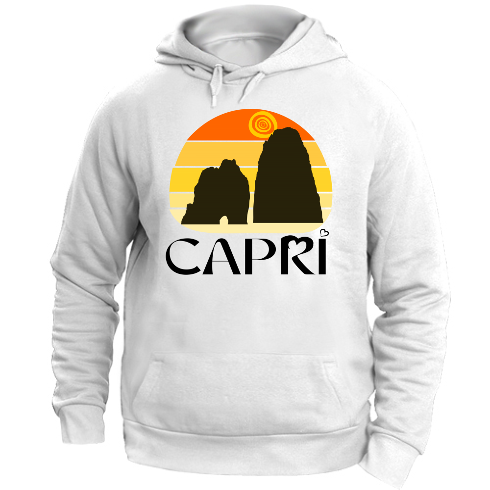 Felpa Unisex con Cappuccio CAPRI TRAMONTO VINTAGE SCRITTA NERA