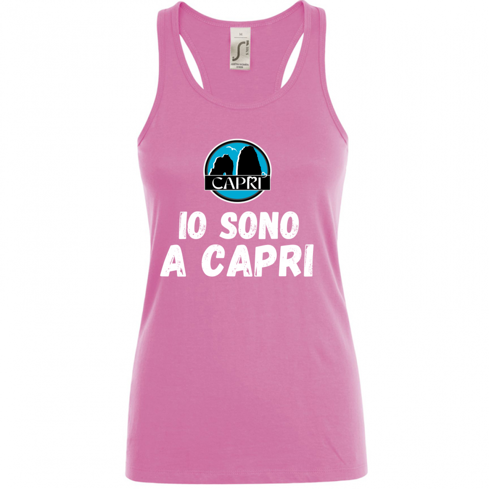 Canotta Donna IO SONO A CAPRI SCRITTA BIANCA