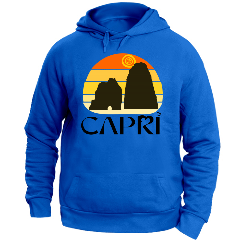 Felpa Unisex con Cappuccio CAPRI TRAMONTO VINTAGE SCRITTA NERA