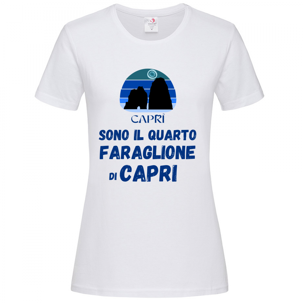 T-Shirt Women Premium SONO IL QUARTO FARAGLIONE DI CAPRI SCRITTA BLUE