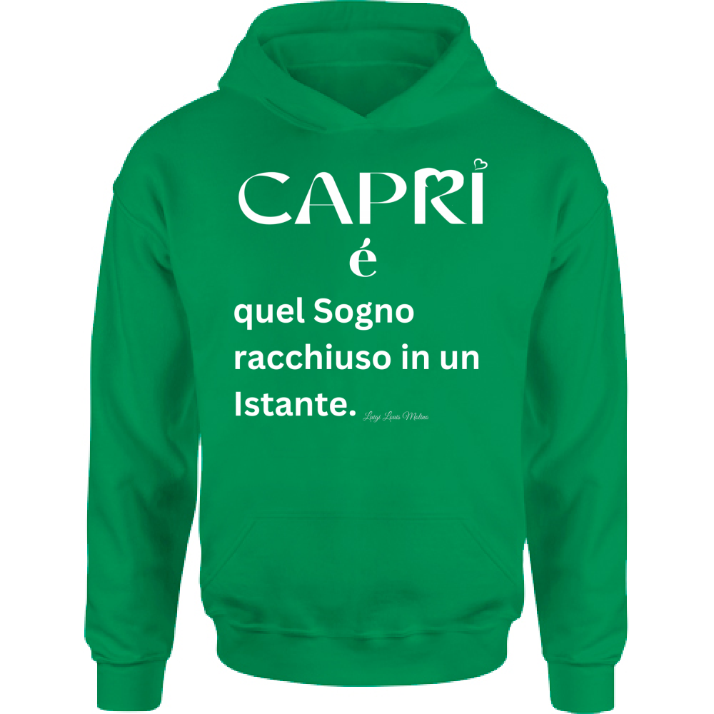 Felpa Bambino con Cappuccio Capri Sogno racchiuso in un istante scritta bianca