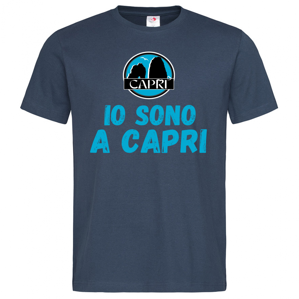 T-Shirt Men Premium IO SONO A CAPRI SCRITTA AZZURRA