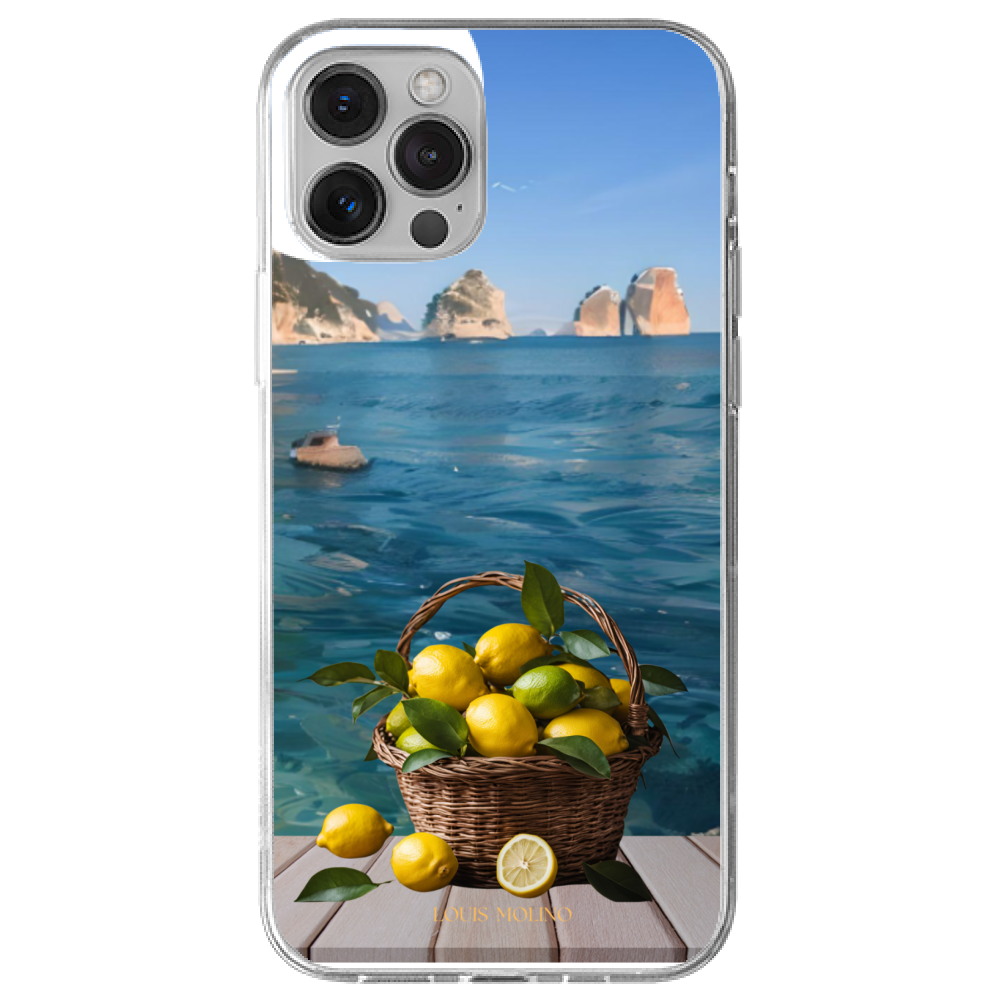 Cover Gomma iPhone 12 LEMON  FARAGLIONI PAINT CAPRI
