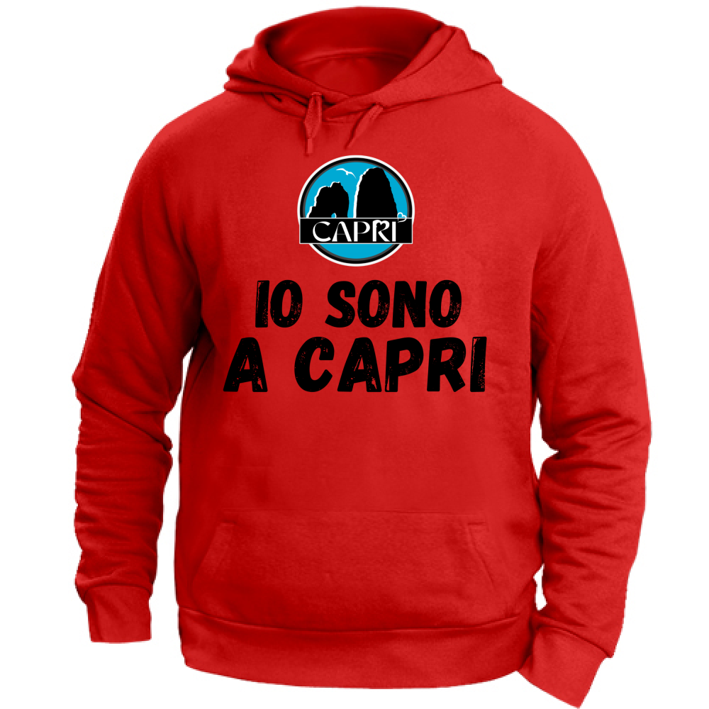 Felpa con Cappuccio Unisex Large IO SONO A CAPRI SCRITTA NERA