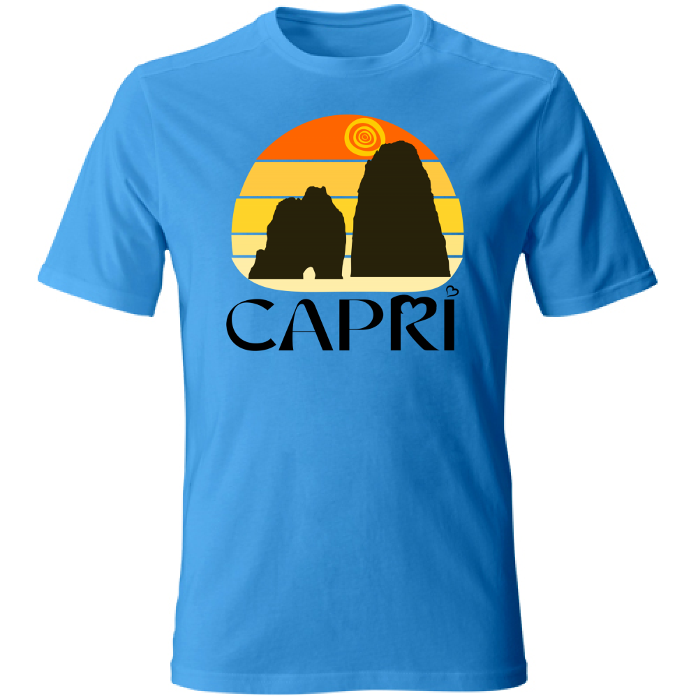 T-Shirt Unisex CAPRI TRAMONTO VINTAGE SCRITTA NERA
