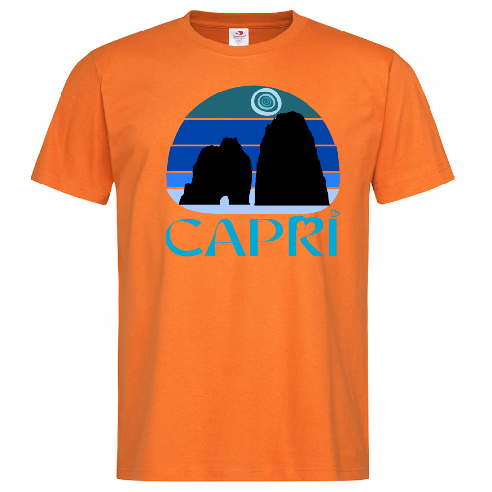 T-Shirt Men Premium CAPRI VINTAGE TRAMONTO AZZURRATO