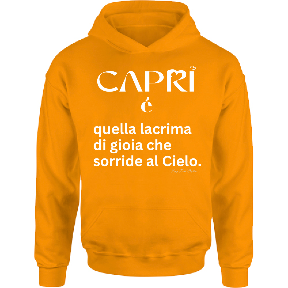 Felpa Bambino con Cappuccio Capri é quella lacrima di gioia scritta bianca