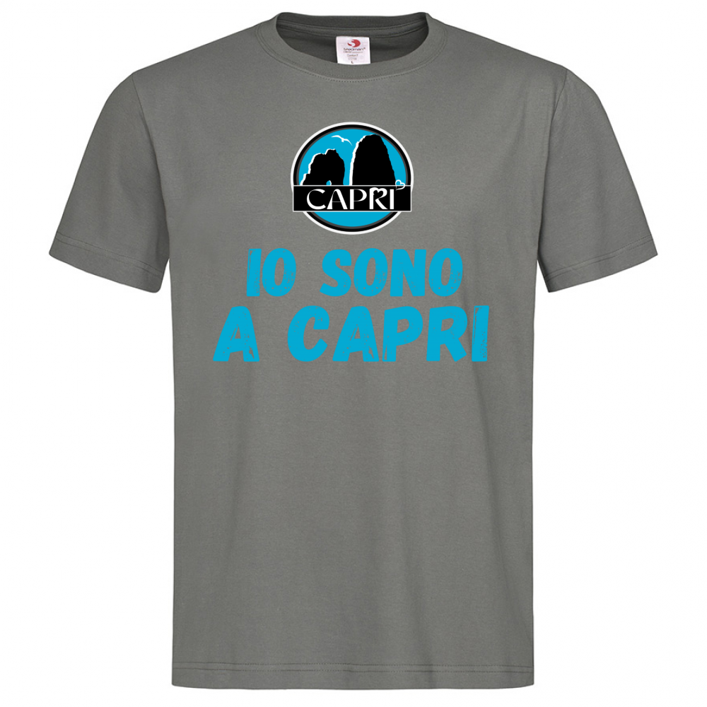 T-Shirt Men Premium IO SONO A CAPRI SCRITTA AZZURRA