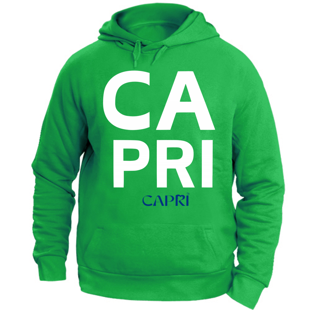 Felpa Unisex con Cappuccio CAPRI DESIGN SCRITTA BIANCA