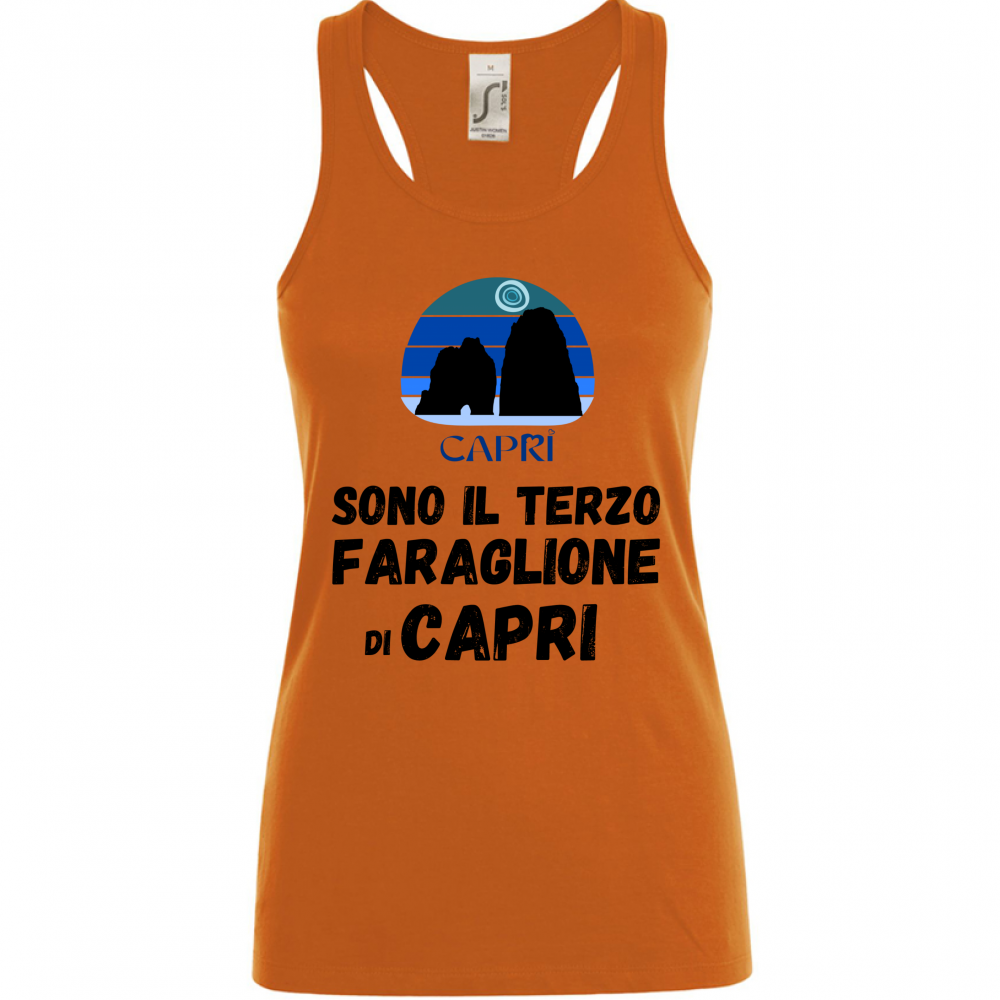 Canotta Donna SONO IL TERZO FARAGLIONE DI CAPRI SCRITTA NERA