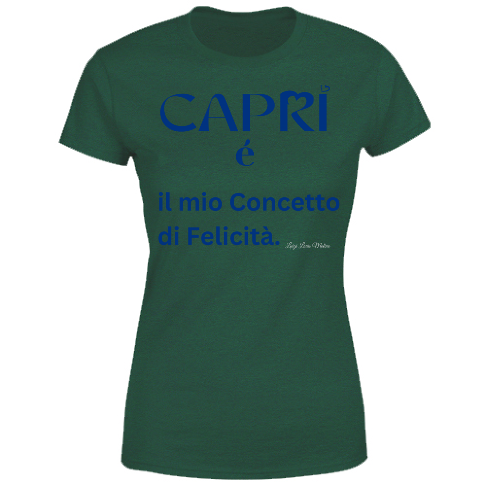 T-Shirt Donna Capri é il mio concetto di Felicità scritta Blue