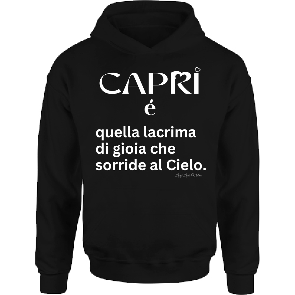 Felpa Bambino con Cappuccio Capri é quella lacrima di gioia scritta bianca