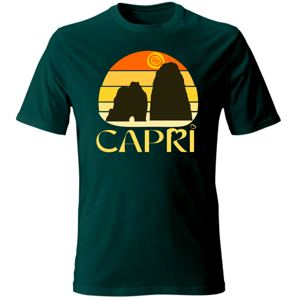 T-Shirt Unisex CAPRI TRAMONTO VINTAGE SCRITTA GIALLO