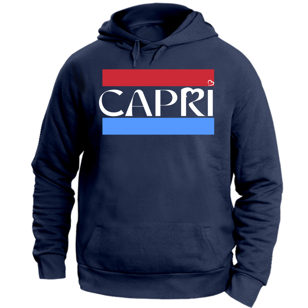 Felpa Unisex con Cappuccio CAPRI FASCIA ROSSO BLUE BIANCO