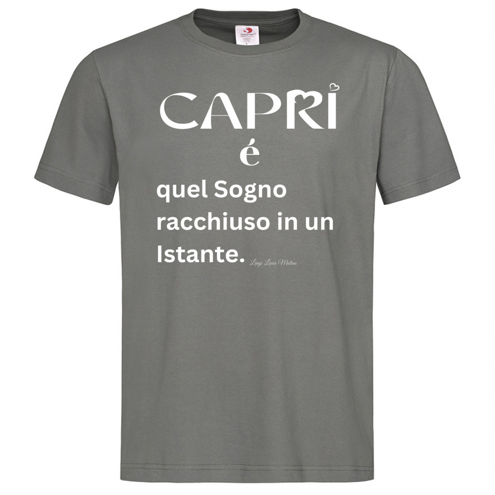 T-Shirt Men Premium Capri Sogno racchiuso in un istante scritta bianca