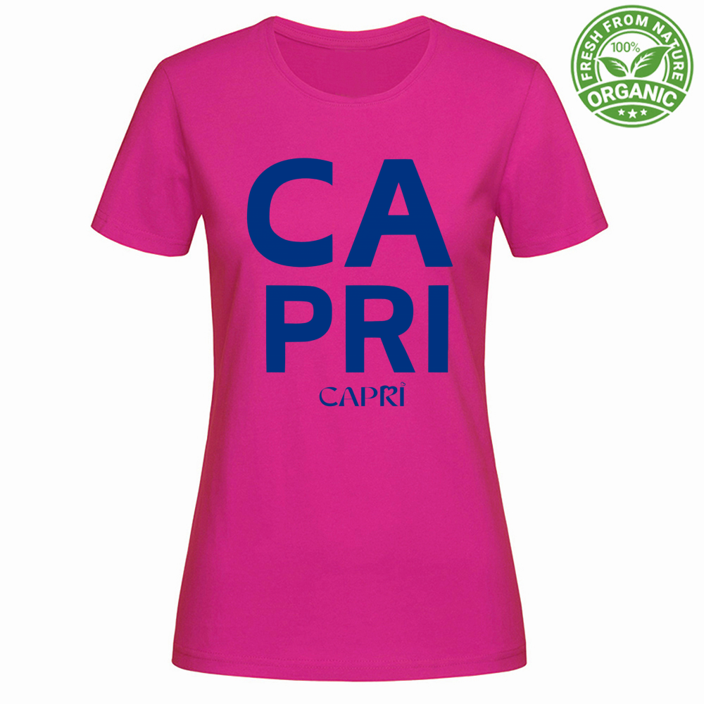 T-Shirt Woman Organic CAPRI DESIGN SCRITTA BLUE