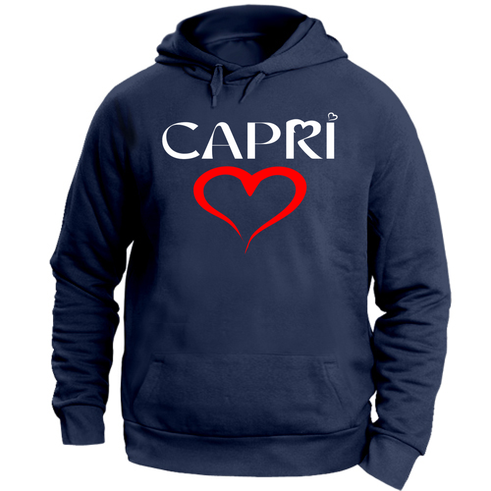 Felpa Unisex con Cappuccio CUORE CAPRI ROSSO