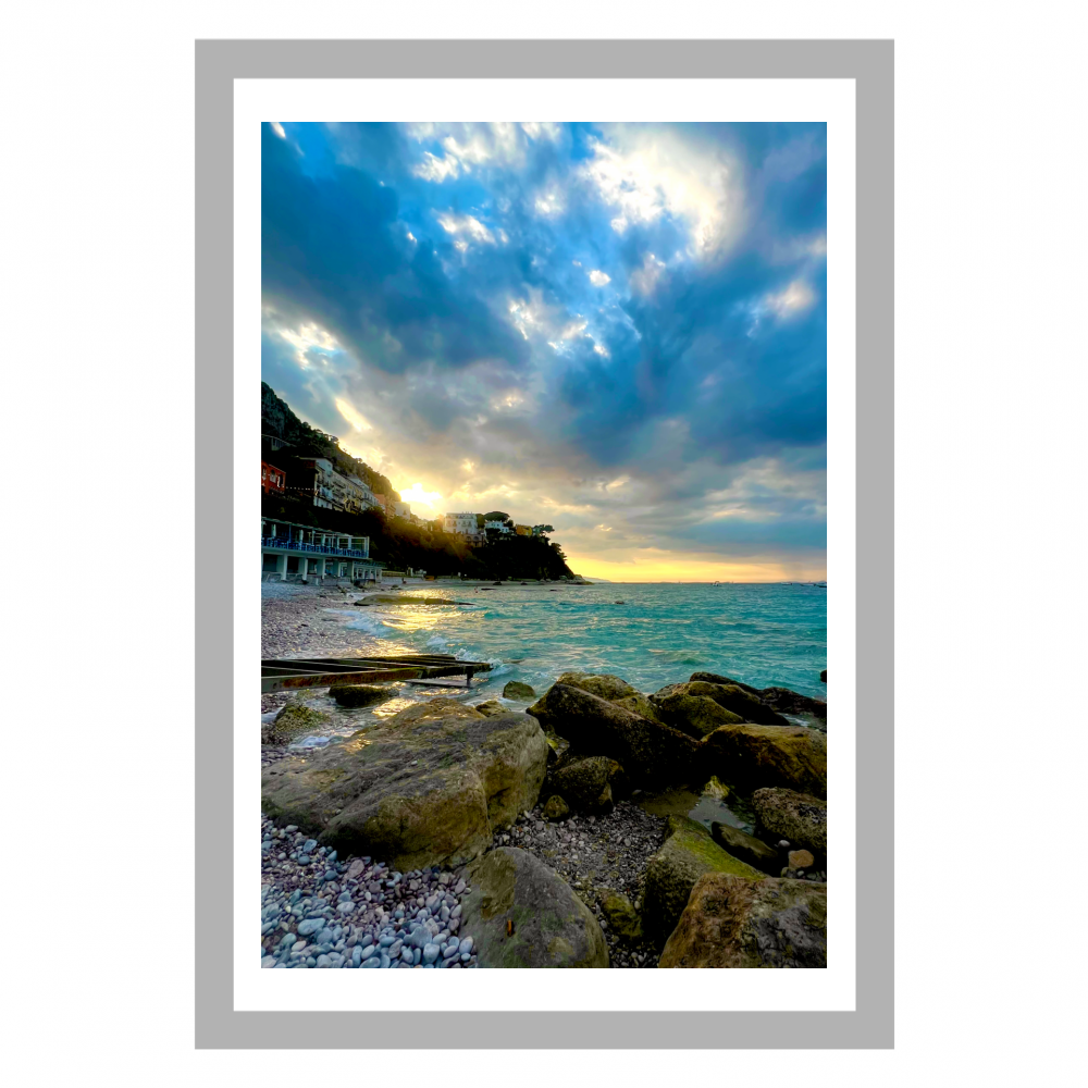 Poster con Cornice 40x60 Capri Tramonto alla Marina Grande