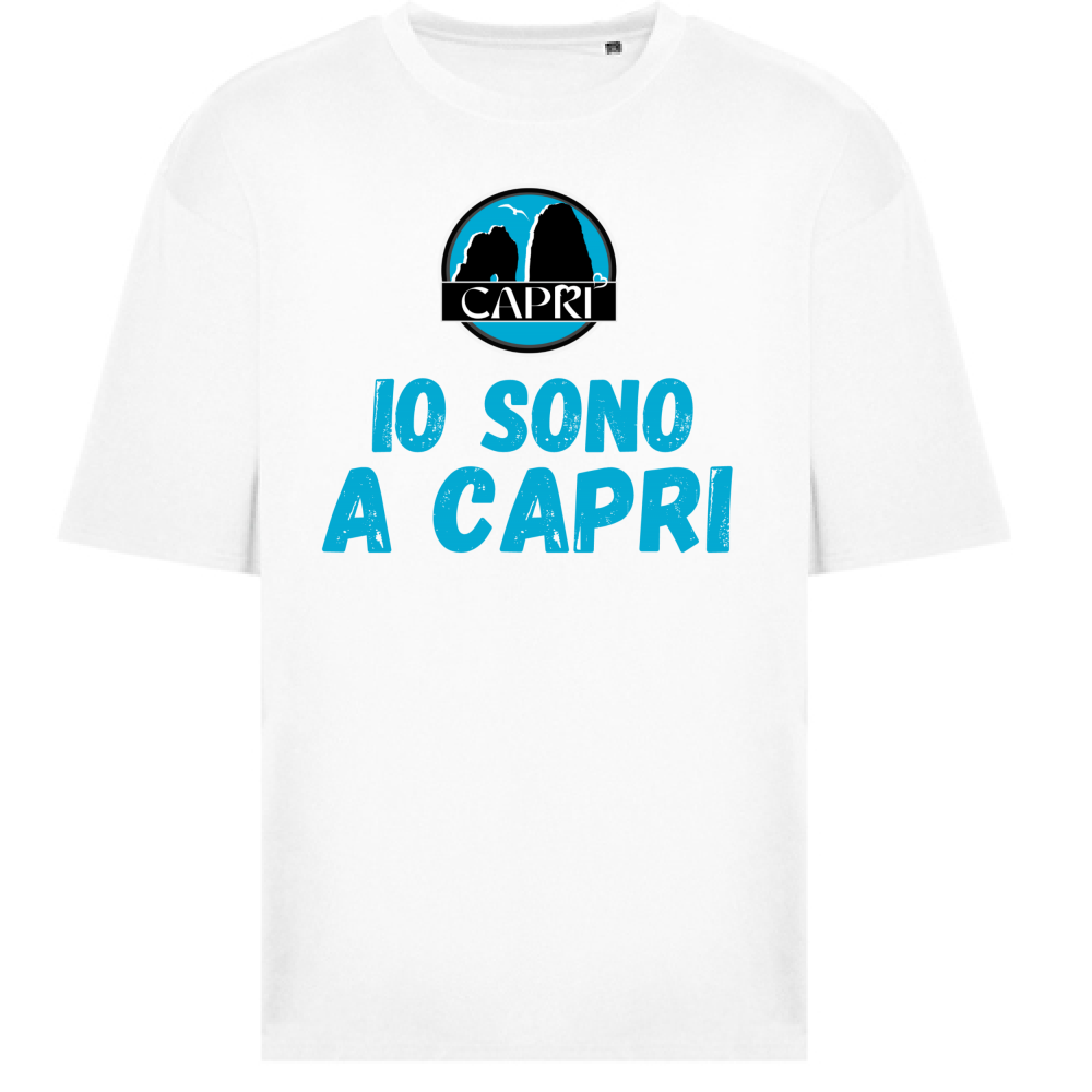 T-Shirt Oversize IO SONO A CAPRI SCRITTA AZZURRA