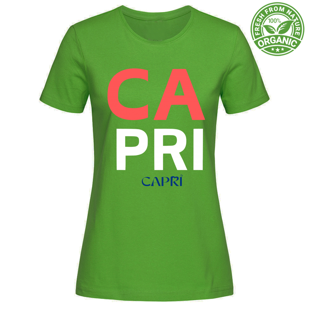 T-Shirt Woman Organic CAPRI DESIGN SCRITTA ROSSA