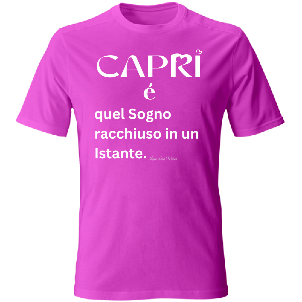 T-Shirt Bambino Capri Sogno racchiuso in un istante scritta bianca