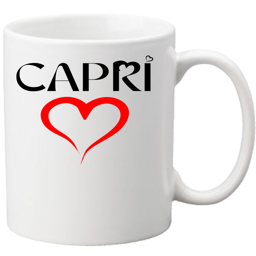 Tazza Capri Cuore Nero Rosso - tazza bianca