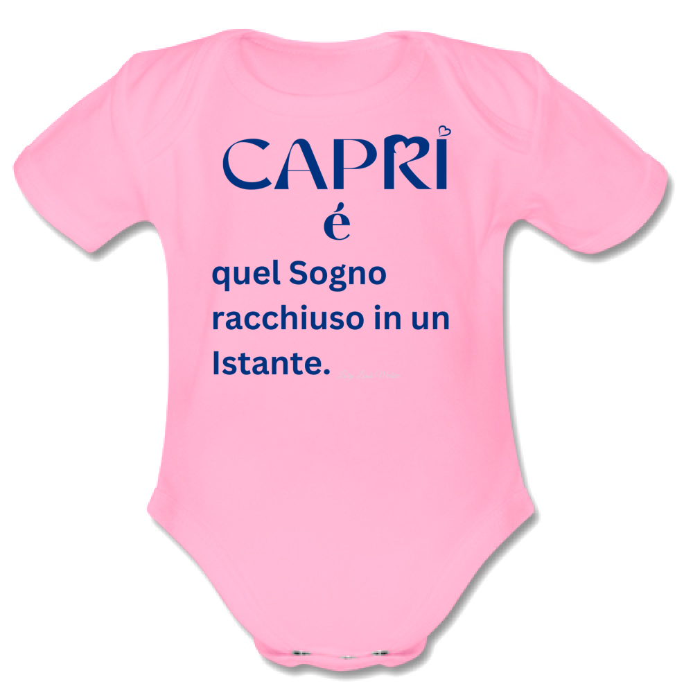 Body Bambino Capri Sogno racchiuso in un istante scritta Blue