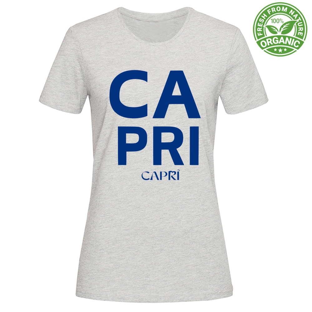 T-Shirt Woman Organic CAPRI DESIGN SCRITTA BLUE