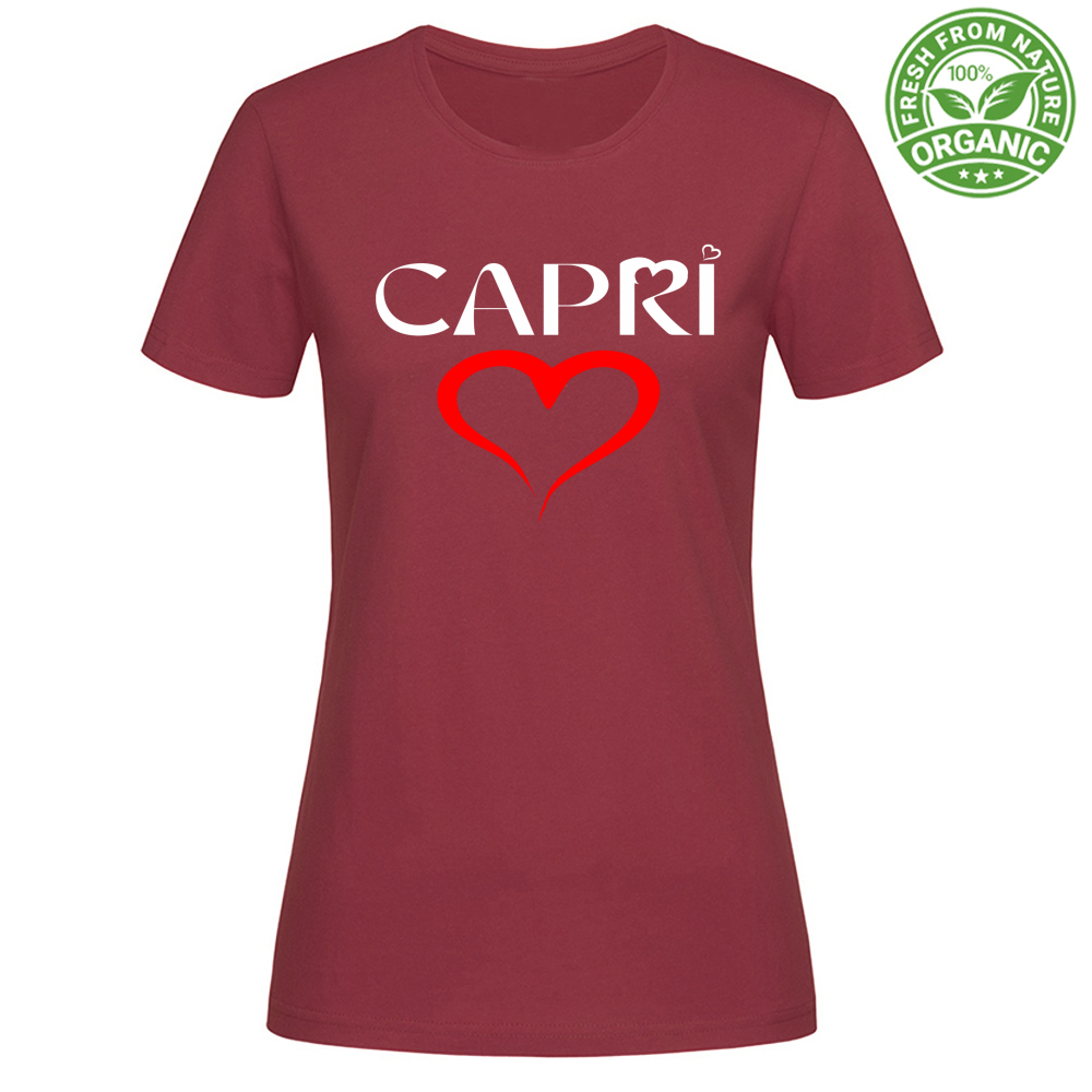 T-Shirt Woman Organic CUORE CAPRI ROSSO
