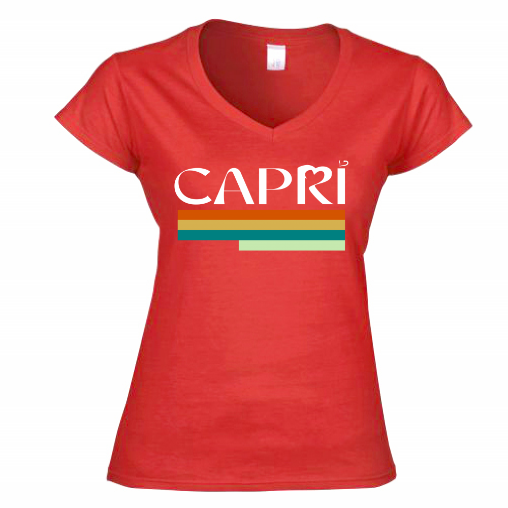 Women's T-Shirt V-Neck CAPRI TECHNICAL COLOR WHITE WRITING
