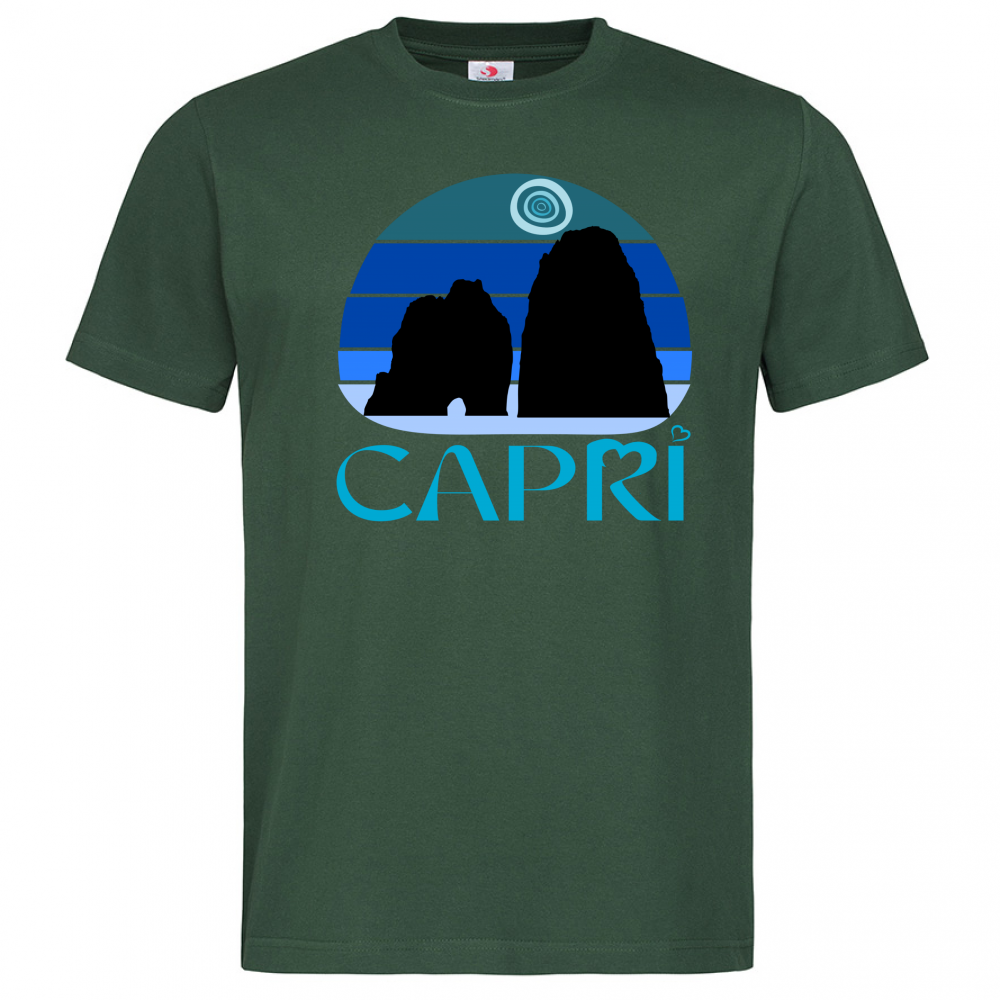 T-Shirt Men Premium CAPRI VINTAGE TRAMONTO AZZURRATO