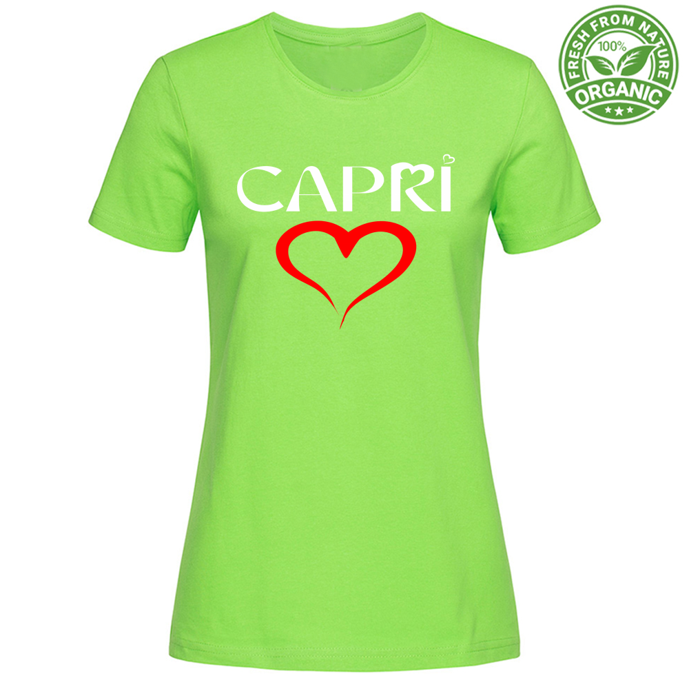 T-Shirt Woman Organic HEART CAPRI RED