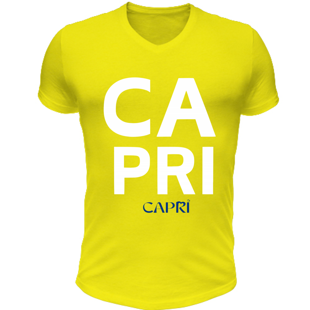 T-Shirt Unisex Scollo V CAPRI DESIGN SCRITTA BIANCA