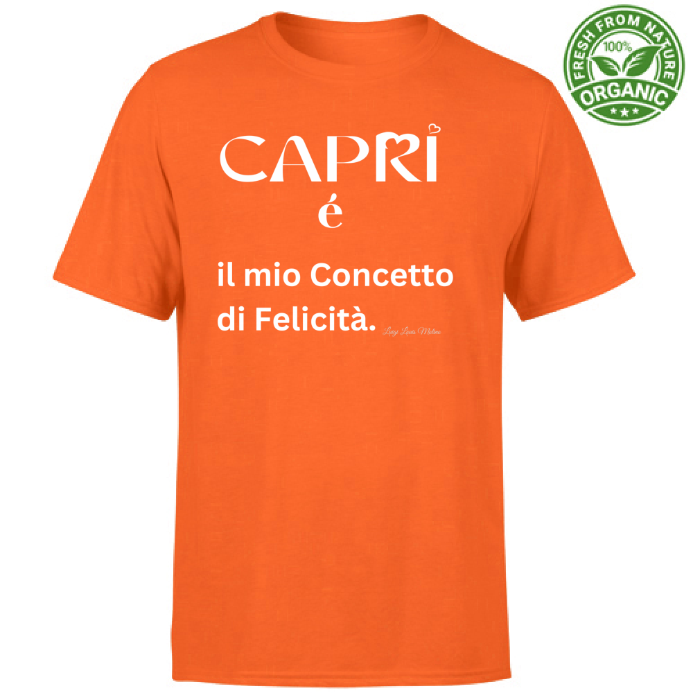 T-Shirt Bambino Organic Capri é il mio concetto di Felicità scritta Bian