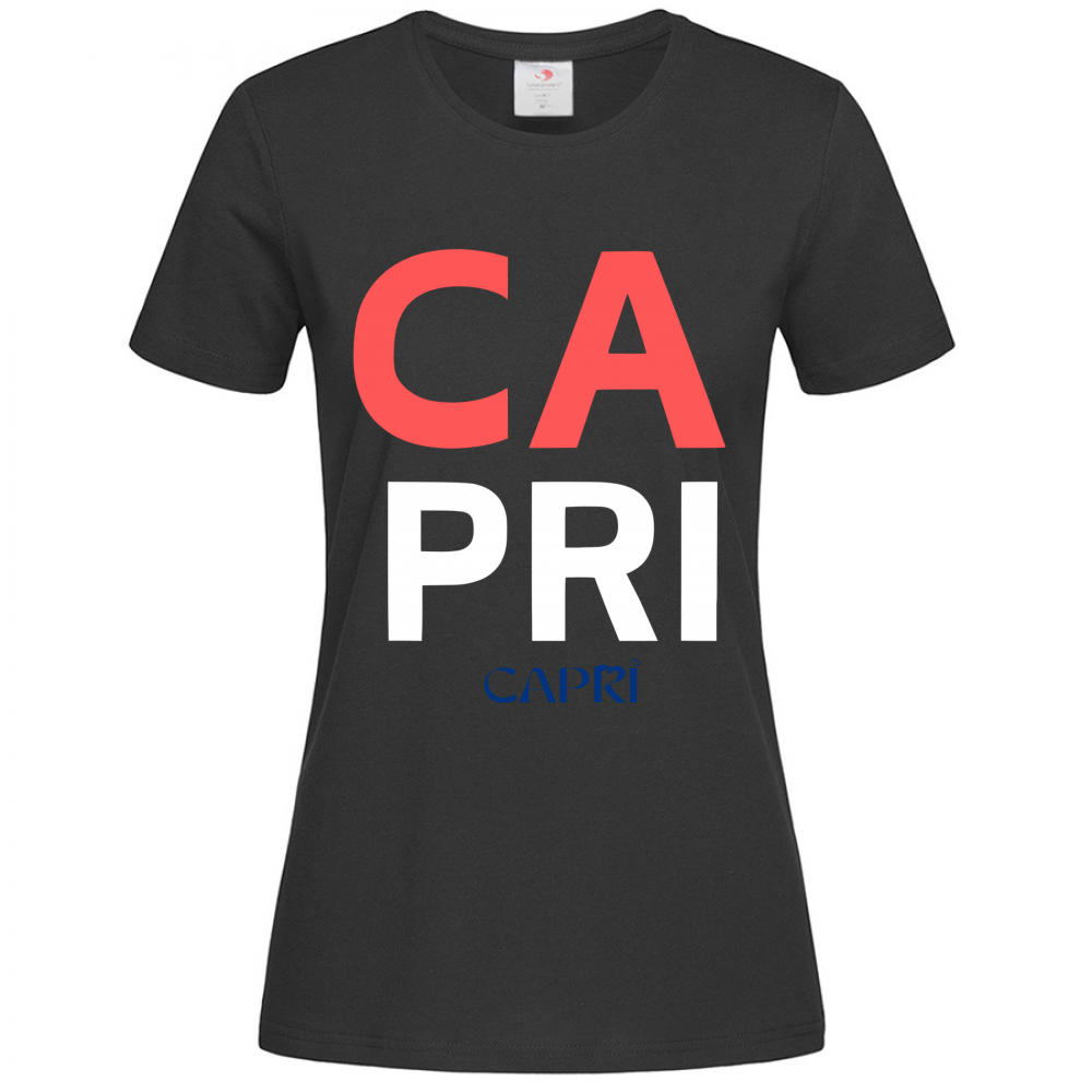 T-Shirt Women Premium CAPRI DESIGN SCRITTA ROSSA