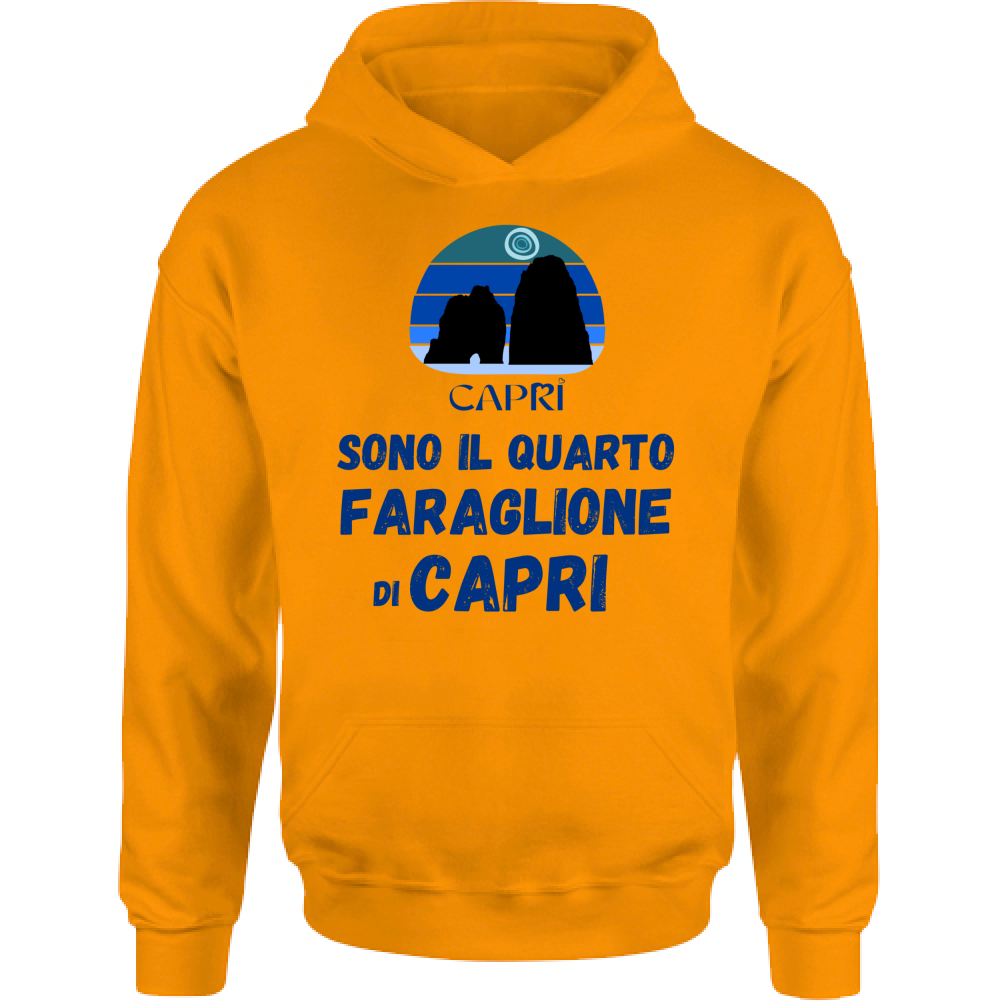 Felpa Bambino con Cappuccio SONO IL QUARTO FARAGLIONE DI CAPRI SCRITTA BLUE