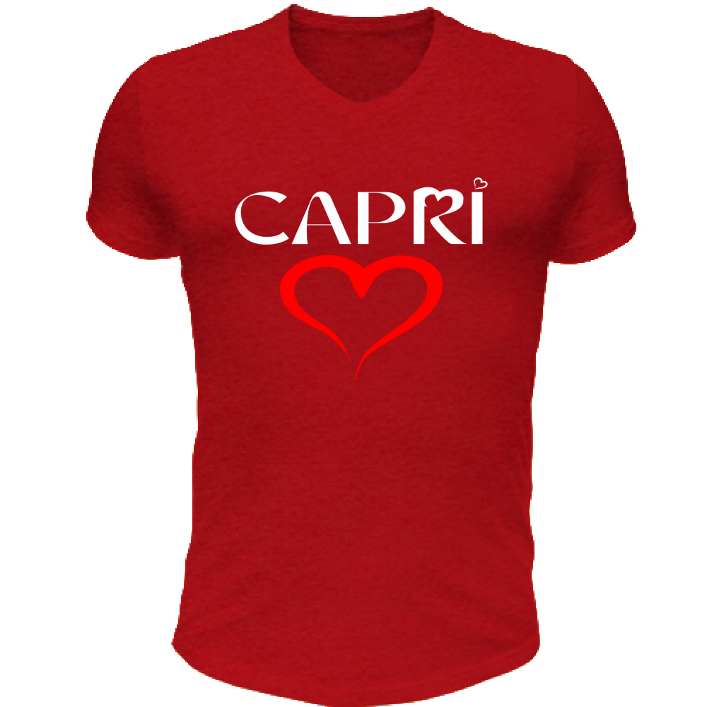 Unisex T-Shirt V-Neck HEART CAPRI RED